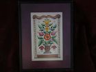 Decorative Russian folk art painting resembling fraktur signed and dated 1974