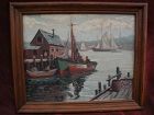 GIRAGOS DER GARABEDIAN (1892-1980) Rockport harbor painting by noted New England artist