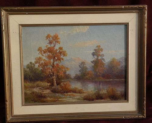 HERBERT SARTELLE (1885-1955) California plein air art autumn mountain landscape painting
