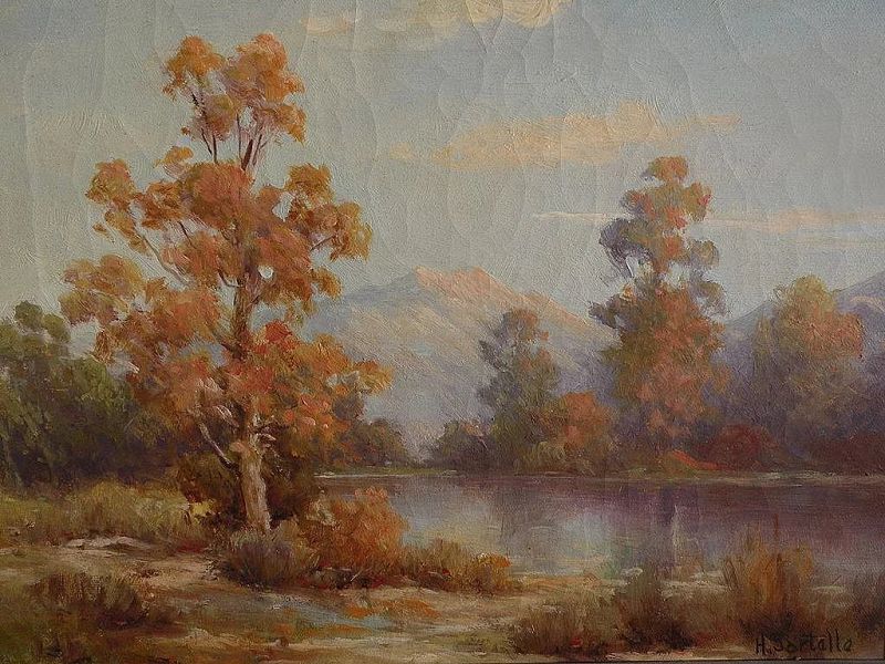 HERBERT SARTELLE (1885-1955) California plein air art autumn mountain landscape painting