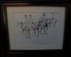 JAMES COLT (1922-2005) California and western artist original double-sided drawing of horses and cowboys