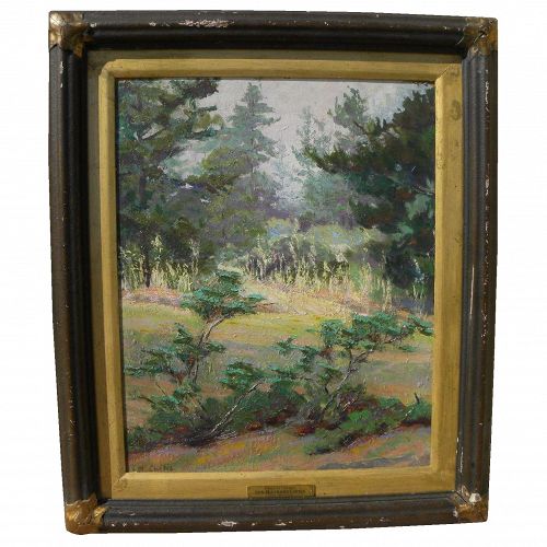 IDA MAYNARD CURTIS (1860-1959) California impressionist plein air painting "Pines at Carmel"