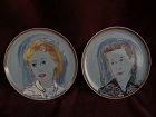 GEORGE CHANN (1913-1995) major Chinese American artist **PAIR** of portrait paintings on porcelain plates