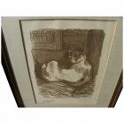 THEOPHILE-ALEXANDRE STEINLEN (1859-1923) lithograph print "La Mere Chatte" 1913 pencil signed‏