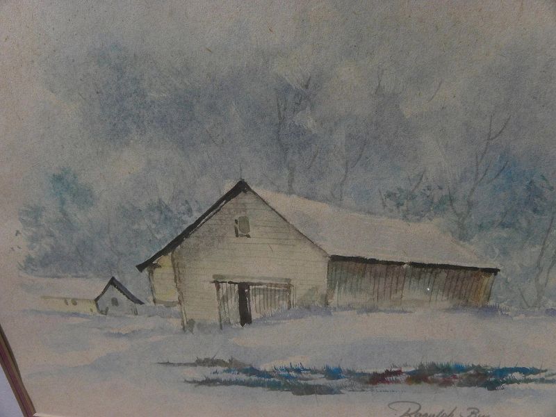 RANULPH BYE (1916-2003) watercolor painting of landscape with barn by noted Pennsylvania artist