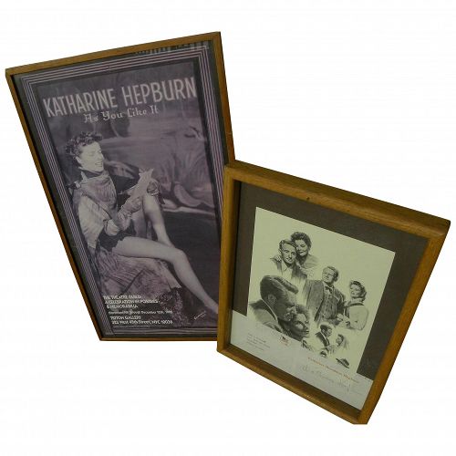 KATHARINE HEPBURN (1907-2003) Hollywood memorabilia **two** autographs letterhead card and gallery poster