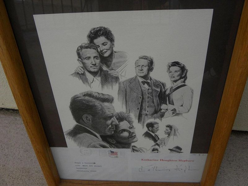 KATHARINE HEPBURN (1907-2003) Hollywood memorabilia **two** autographs letterhead card and gallery poster