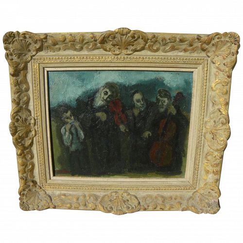 MAX BAND (1900-1974) Judaica painting of Jewish musicians by School of Paris well listed artist