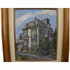WILFRID TAYLOR MILLS (1912-1988) California art oil painting of classic Victorian house