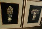 Southwest  contemporary art PAIR of fine gouache drawings of kachina dolls