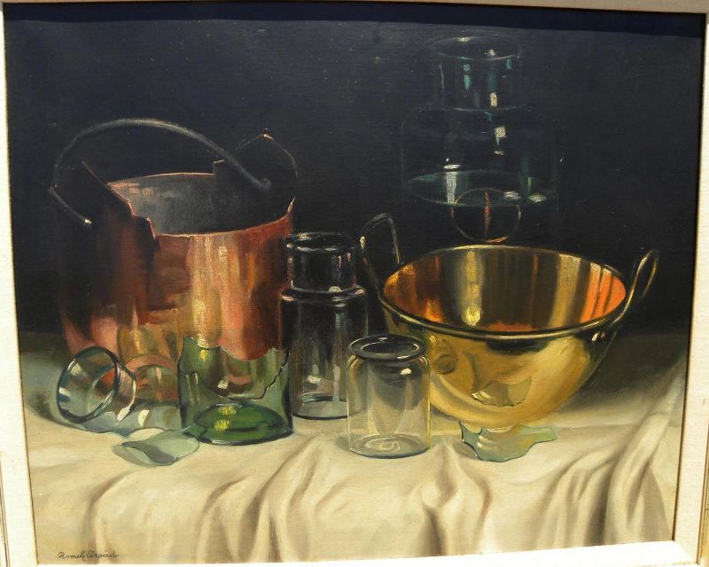 ROMEK ARPAD (1883-1960) Hungarian art fine realistic still life painting by well listed artist