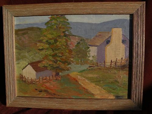 Impressionist American painting of a landscape signed E.E. Miller and dated 1932