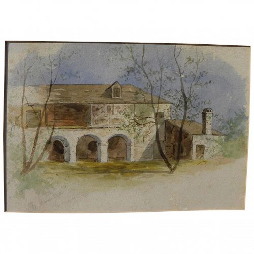 St. Augustine Florida 1881 watercolor painting "Old Spanish House"