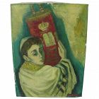 MAX BAND (1900-1974) Judaica painting of Jewish boy holding Torah by School of Paris well listed artist