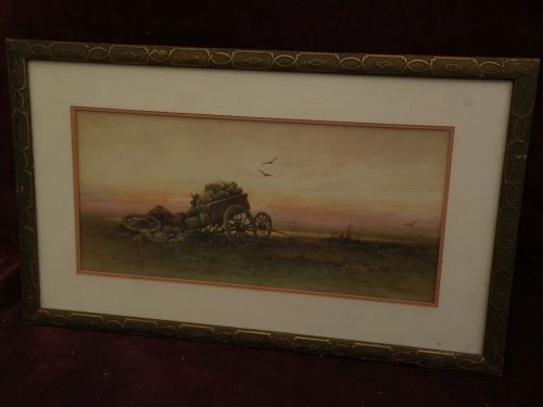 Western American watercolor painting dated 1896 signed P. PARSONS