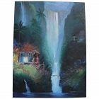 Tropical waterfall fantasy landscape contemporary painting