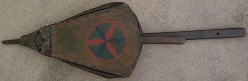 Americana folk art hex painted all original surface very large mid 19th century bellows