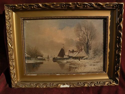 Dutch winter landscape oil painting bearing signature E. PIETERS