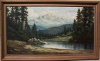 RICHARD DETREVILLE (1864-1929) large landscape oil painting by Northern California artist