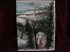 ERNEST SCANES (1909-1994) listed Michigan artist watercolor painting of winter skiers