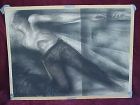 Modern large figural drawing in charcoal signed "McBride"