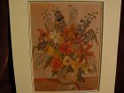 ALBERT FRANCK (1899-1973) listed Canadian art 1946 monotype print of vase and flowers