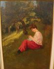 A. MORENO DE TORRES (Argentinian, 19th/20th century) oil painting  pensive young woman ‏
