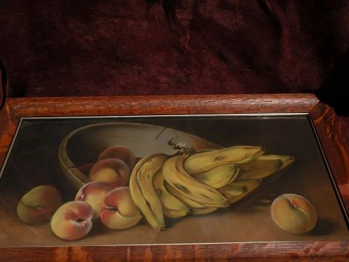 Vintage pastel American still life painting circa early 20th century