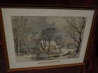 CURRIER & IVES American print making later restrike of "Winter in the Country"