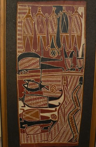 ENGLAND BANGALA (1925-2001) Australian aboriginal art eucalyptus bark painting