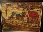 Southwestern art Regionalist style landscape painting signed DeShazo