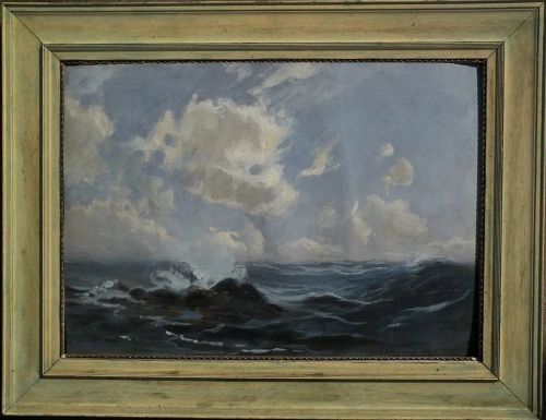 JOHN GUTZON BORGLUM (1867-1941) seascape painting 1903 by sculptor of  Mt. Rushmore
