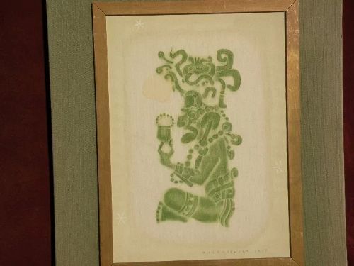 DALE NICHOLS (1904-1995) well listed American painter Mayan indian painting dated 1977