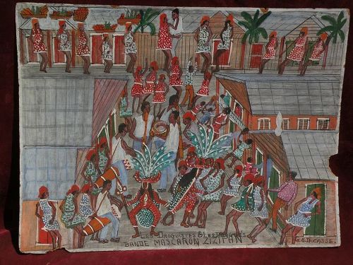 Haitian art naive painting by well listed artist GERVAIS EMMANUEL DUCASSE (1903-1988)