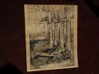 Florida art 1917 ink drawing southern cypress swamp listed artist