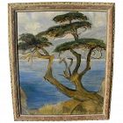 BESSIE MONA LASKY (1888-1972) California plein air coastal landscape painting of classic cypress tree