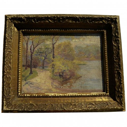 American impressionist vintage oil landscape painting