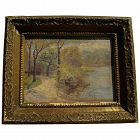 American impressionist vintage oil landscape painting