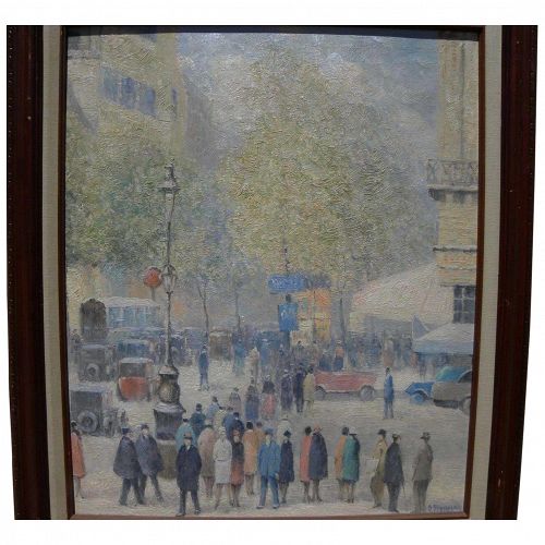 G. SHERMAN contemporary impressionist painting of street scene by popular artist