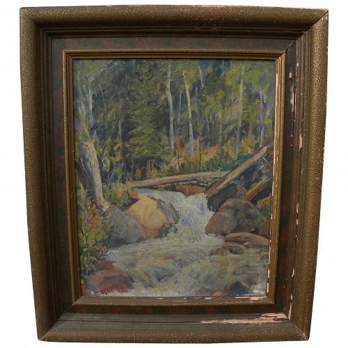 BENT FRANKLIN LARSEN (1882-1970) Utah art rare 1928 impressionist painting Timpanogos Creek