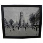 Paris mid century Retro signed painting en grisaille