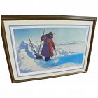 FRED MACHETANZ (1908-2002) Alaskan art pencil signed limited edition color lithograph print "Winter Harvest" 1981