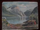 Scandinavian art Norwegian fjord painting signed JENS OYME
