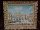 French naive school painting of Paris opera house circa 1950's