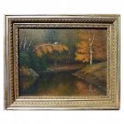 PERCY A. SANBORN (1849-1929) impressionist oil painting "Bend in Little River" by one of Maine's best known artists