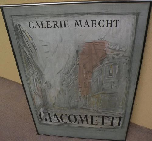 ALBERTO GIACOMETTI (1901-1966) original lithograph poster for 1954 Galerie Maeght exhibition