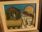 DAN KEDAR (1929-2008)  Israeli modern art surrealist painting dated 1968