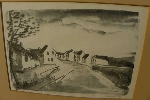 MAURICE de VLAMINCK (1876-1958) pencil signed lithograph print ca. 1925 "Nelle-la-Vallee, la route"