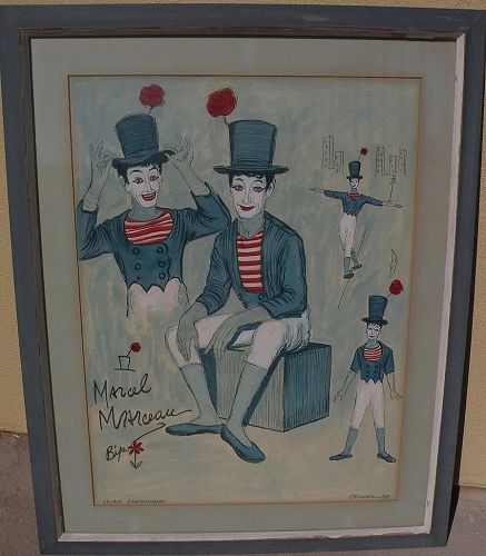 Marcel Marceau the mime original drawing GEORGE CRIONAS (1925-2004) celebrity provenance