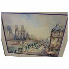 LUCIEN DELARUE 1925-2011 French watercolor painting Notre Dame Paris